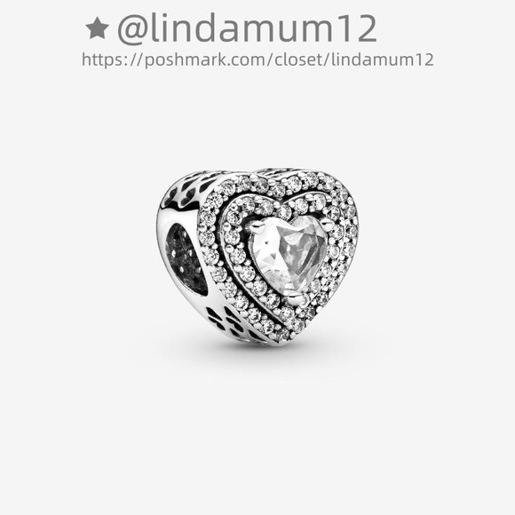 Pandora Sparkling Levelled Hearts Charm - Picture 1 of 4